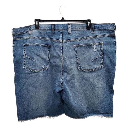 True Nation by DXL Big & Tall Athletic Fit Destroyed 10" Denim Shorts 54 Waist - Picture 9 of 9